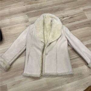 Pea Coat with Faux Fur Trim